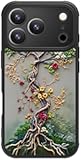 FUNMIKO for iPhone 17 Pro Case Wireless Charging & Military-Grade Protection - Trendy Floral Design for Women Girls, Matte Non-Slip Phone Cover with Shockproof Corners - Blooming Tree of Life