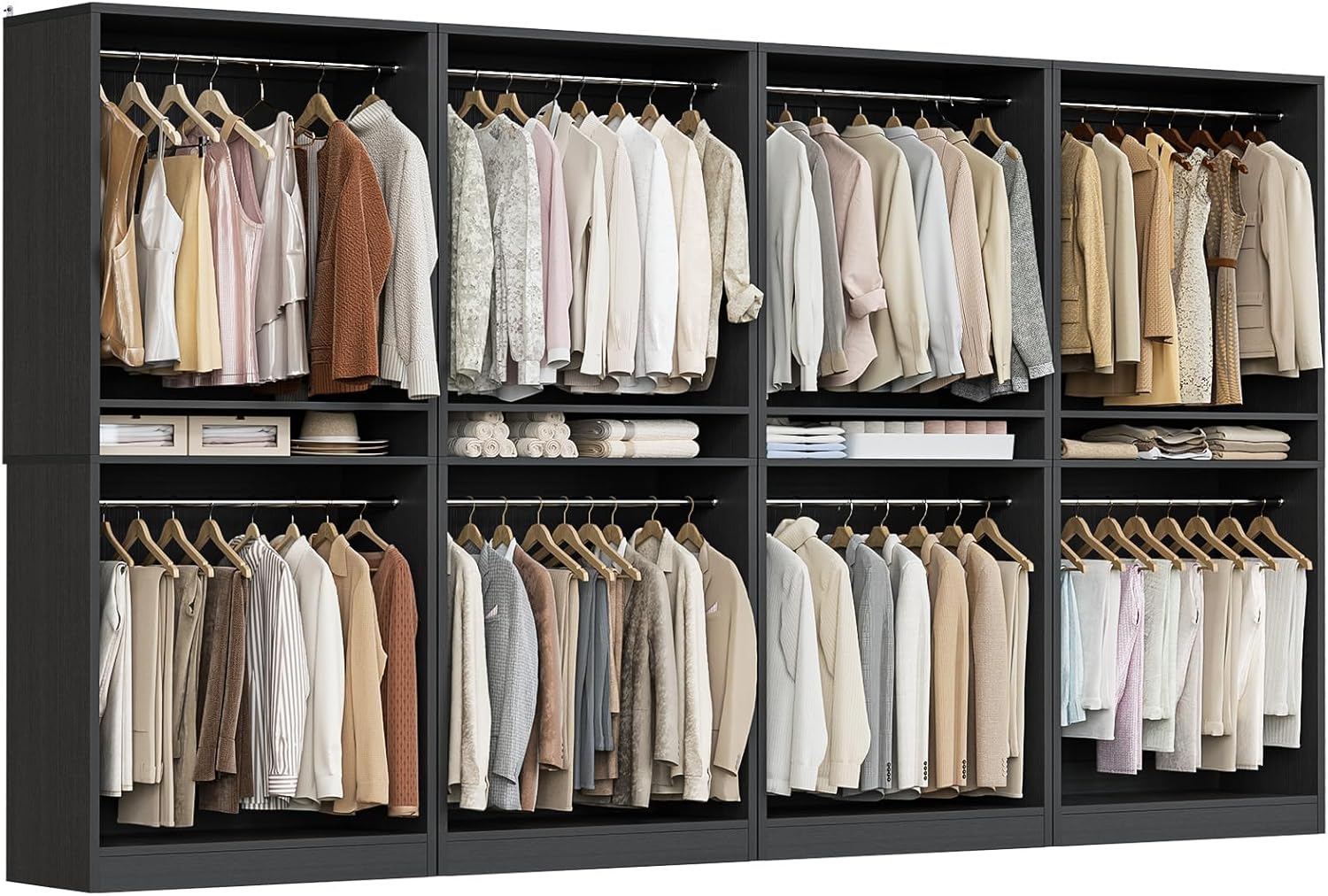 Unikito 12FT Modular Closet System with 8 Hanging Rods, 2800LBs Wood Garment Rac…