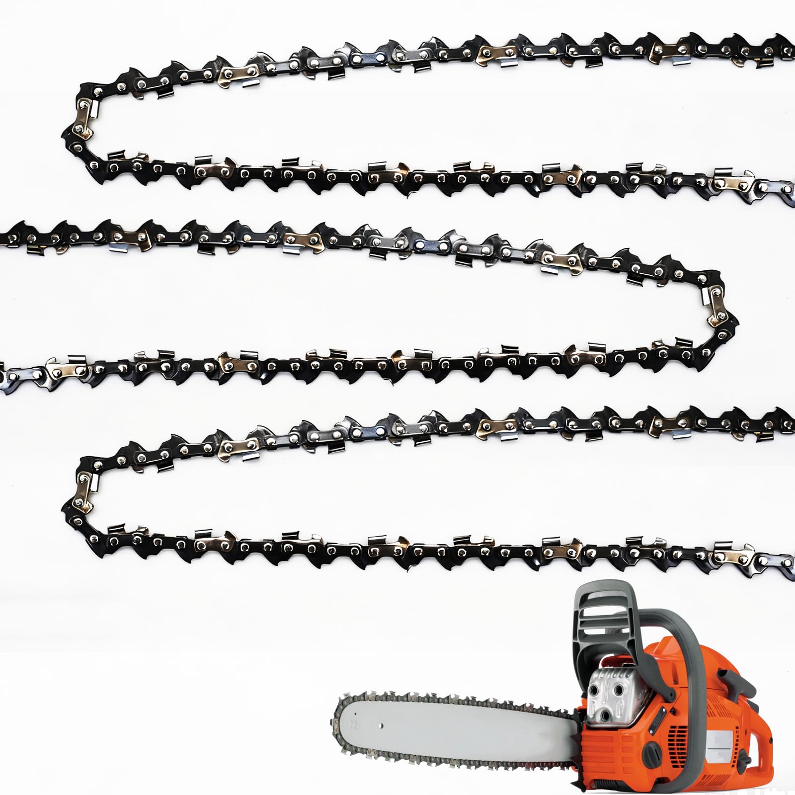 Pacco da 3 catene per motosega da 20" – passo 3/8" LP 1,3 mm 72 TG – Compatibili con Husqvarna 136, 137, 135, 142 – Ricambio di qualità per lama da 20 pollici (20" 72 maglie 3/8"LP 136/137)