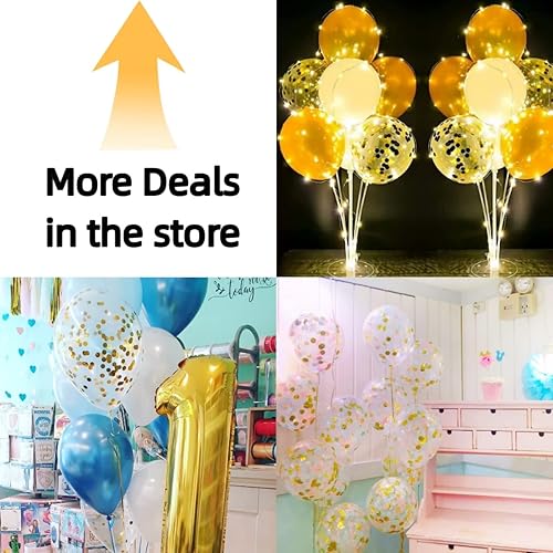 Miniatura 2 de Bezente - Globos de 12 pulgadas de látex con confeti para bodas, graduaciones, despedidas de soltera y cumpleaños, aptos para helio, dorado, 60