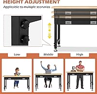 Vista 5 de Banco de trabajo ajustable de 48 pulgadas con almacenamiento de cajones, capacidad de carga de 2000 libras, estación de trabajo resistente con tomas