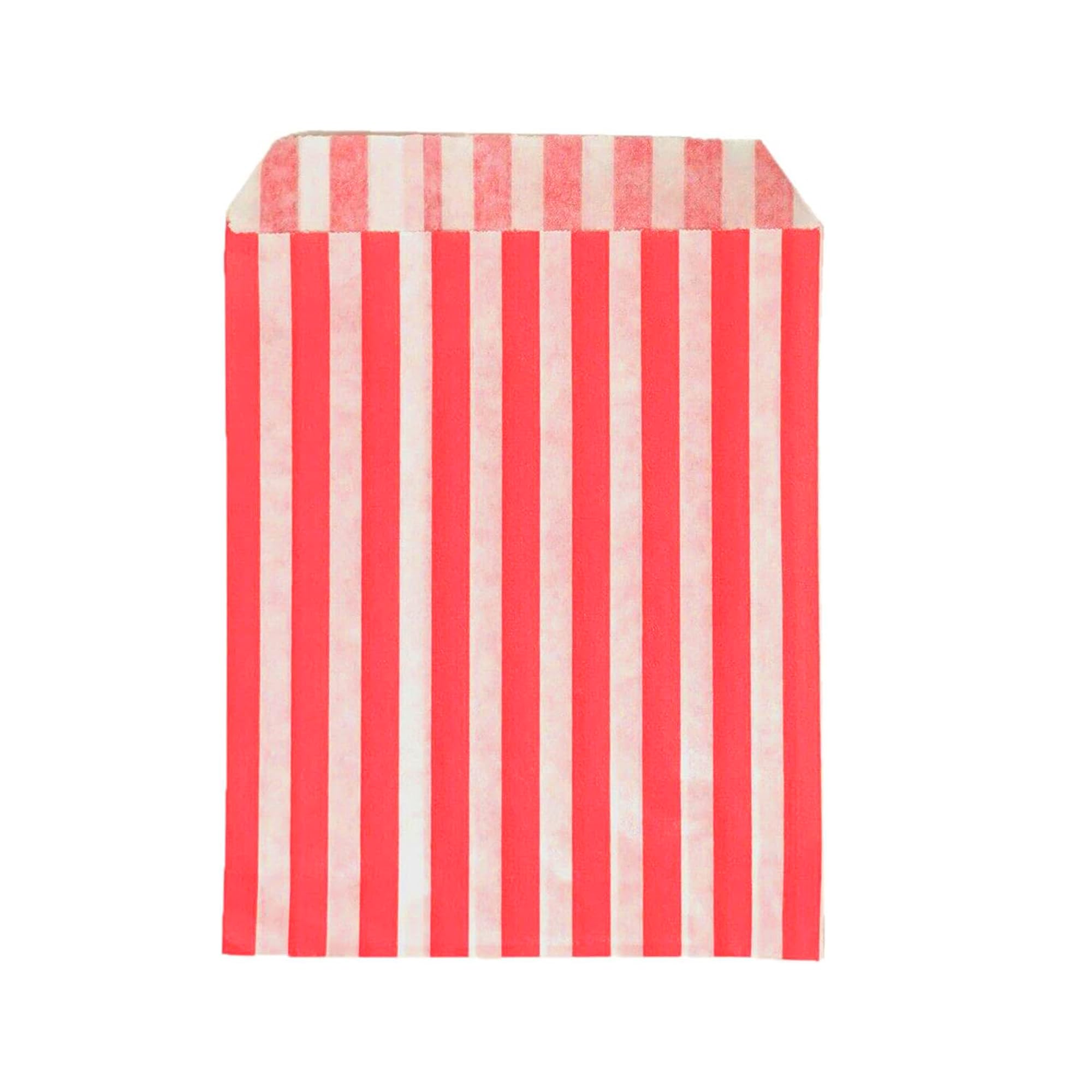 We Can Source It Ltd - Red Candy Stripe Paper Sweet Bags - Weddings, Favours, Candy, Parties 5''x7'' - 100 Bags