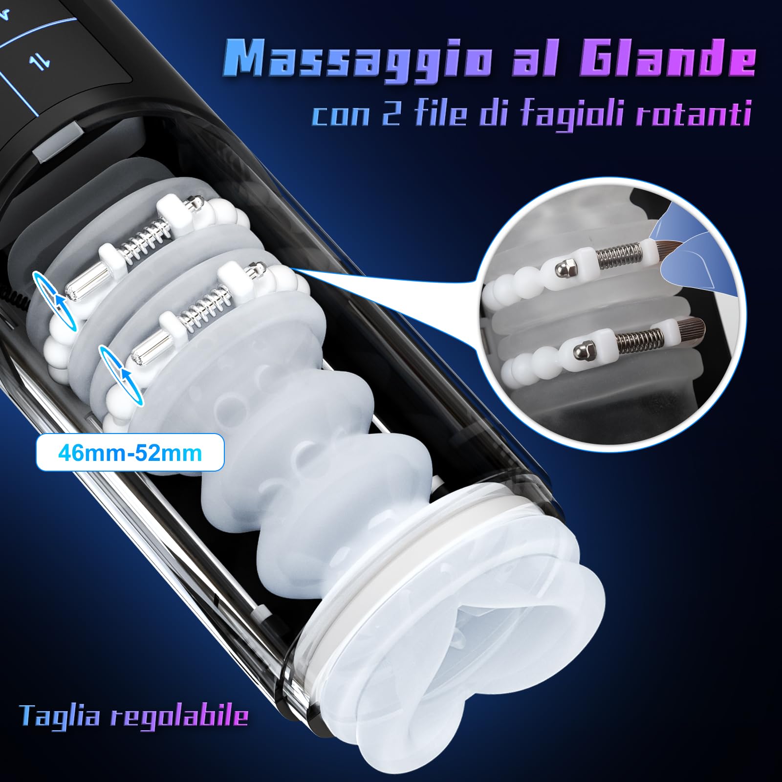 Masturbtore Automatico Sex Toys per Uomini - Masturbatori Maschili Sex Toys Uomo con Perline Massaggianti Regolabili Masturbatori Masturazione Realistico Uomo con Modalità di Spinta e Vibrazione 10x7