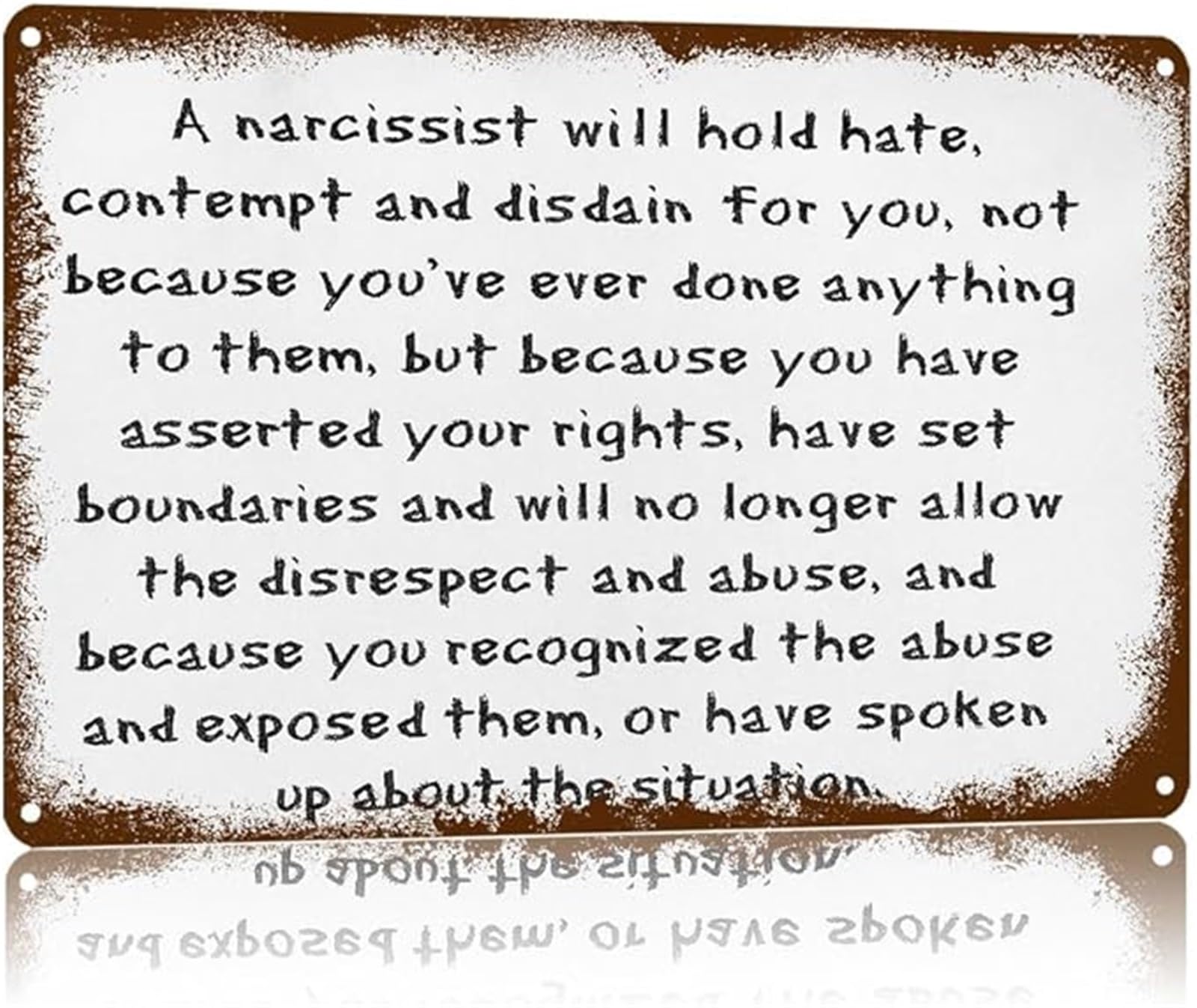 NWPNLXEA Inspirational Quote Vintage Tin Sign Narcissist Awareness Aluminum Plaque for Wall Door Decor 8 X 12 in