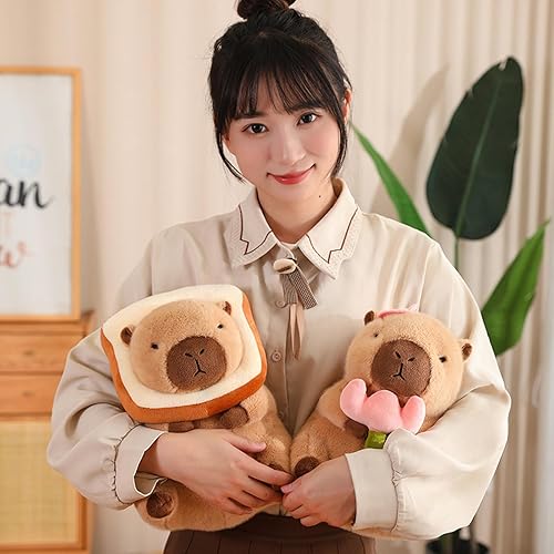 Miniatura 5 de Peluche de Capibara Sosteniendo Flor de 11 Pulgadas, Bonito Tulipán, Animal de Peluche Ultra Suave, Juguetes de Peluche Kawaii, Regalos Lindos para