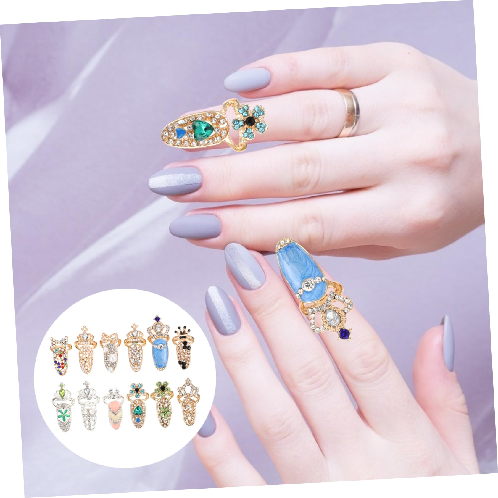 Healeved 36pezzi Anelli Per Unghie Manicure Decorazioni Fashion Accessori Per Unghie Artistiche Per Adulti e Design Elegante e Facile Da Indossare