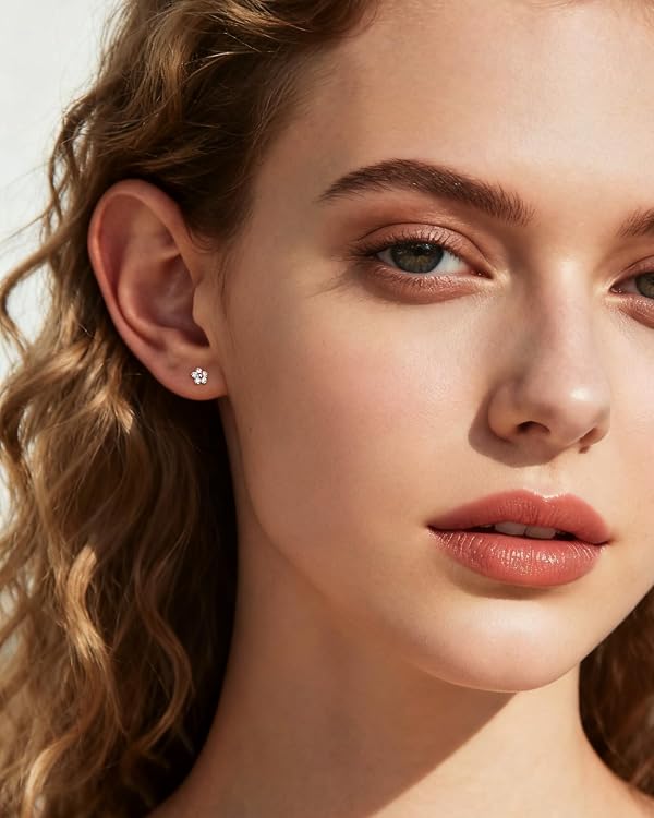 Jewseen G23 Titanium Helix Tragus Conch Piercing Jewelry 16G Threadless Push In Cartilage Piercing Jewelry Medusa Flat Back Nose Stud Flat Back Lip Stud for Women by Jewseen - Used condition - Image 3