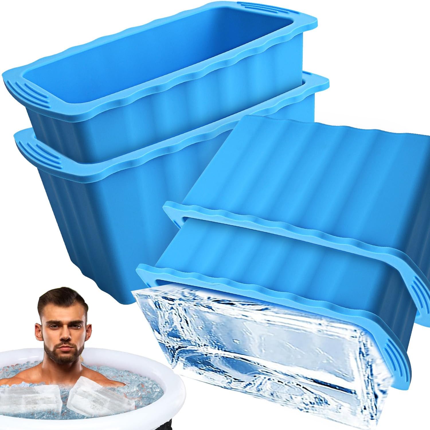 Amazon.com: 4P Extra Large Ice Block Molds for Ice Bath Tub Cold Plunge ...