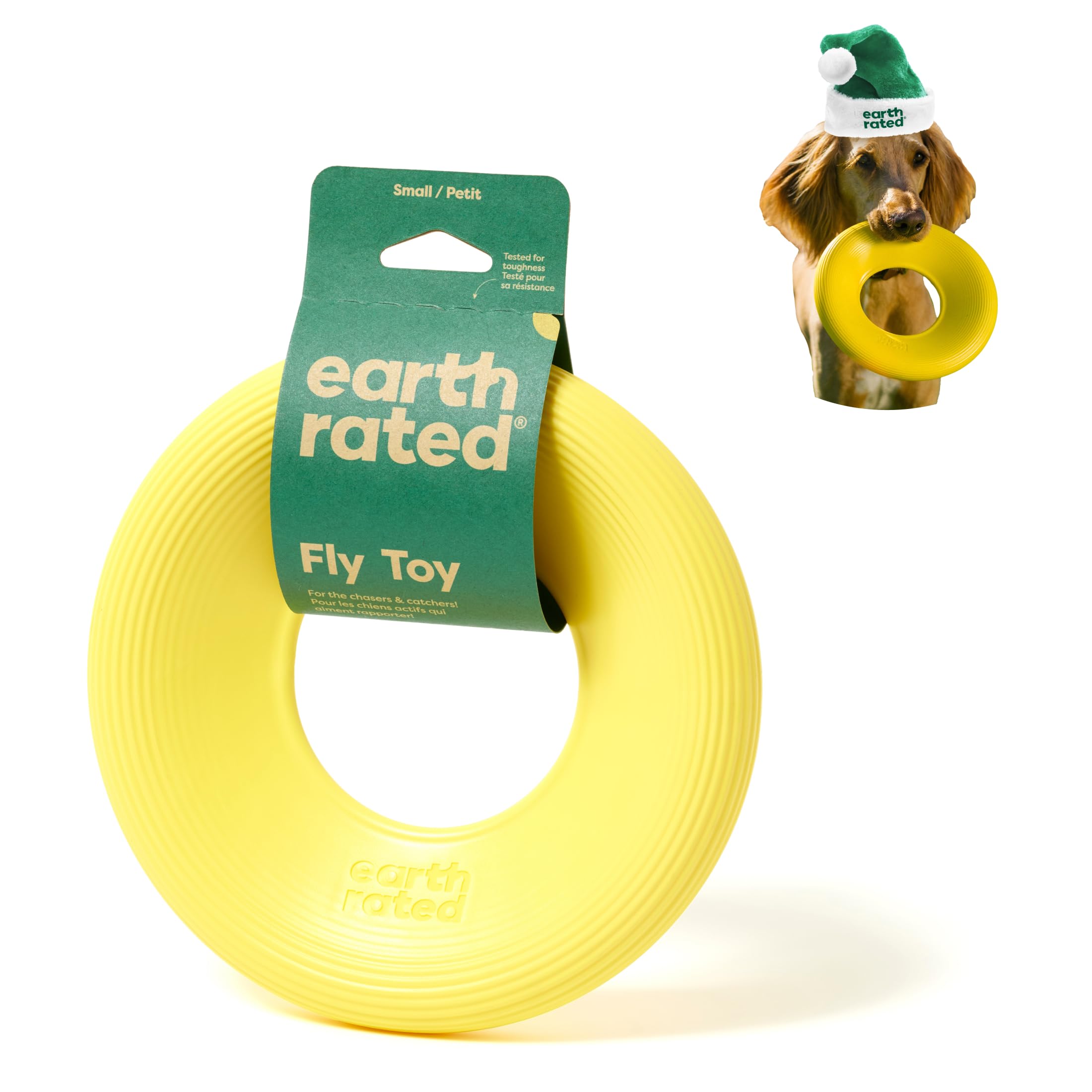 Earth Rated Flying Disc Dog Toy, Interactive Flying Saucer Toy for Adult and Puppy Dogs Floats in Water, Small, Yellow