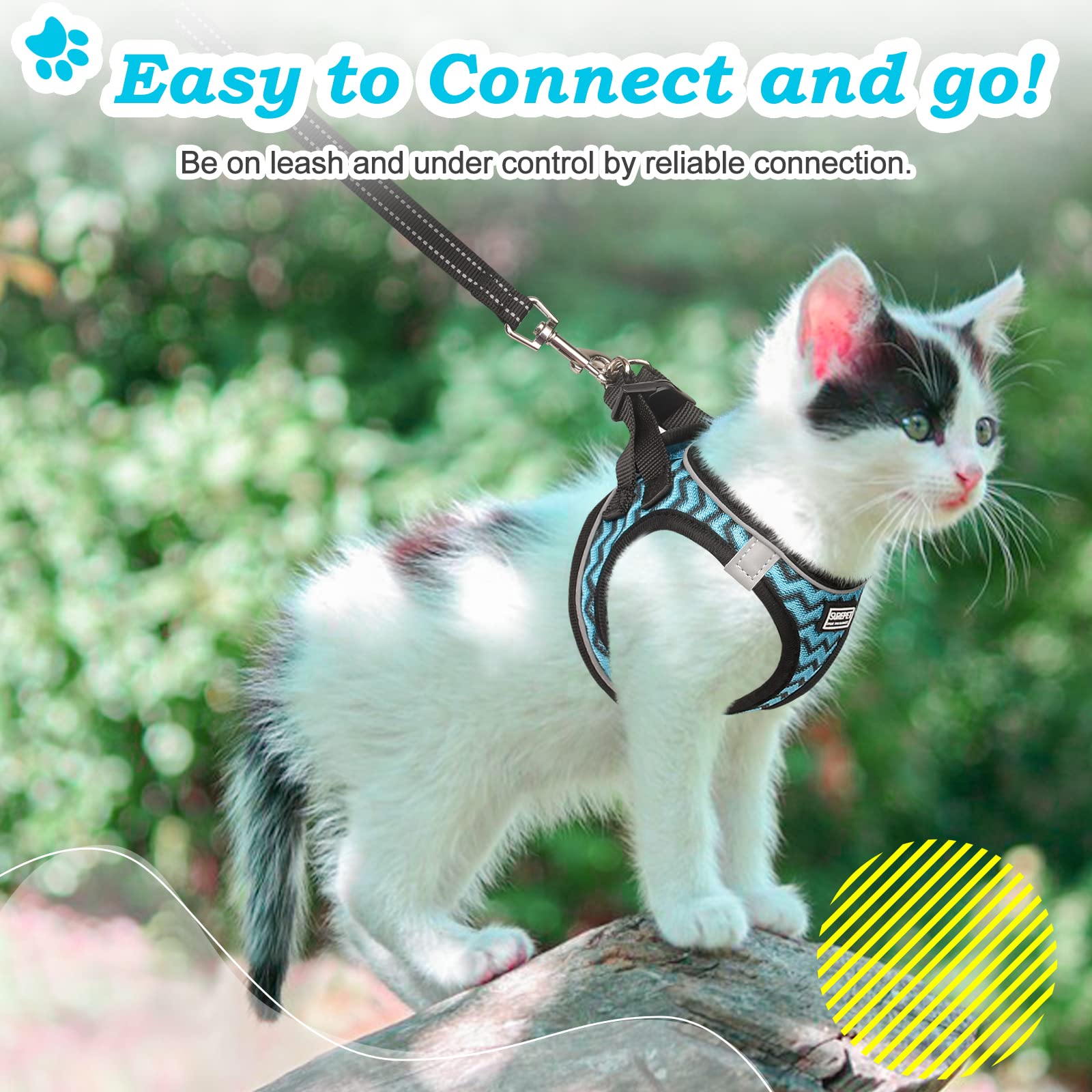 Arnés y correa para gatos a prueba de escape, arnés ajustable de malla suave para gatos, arnés reflectante para mascotas, para gatos, perros pequeños, cachorros