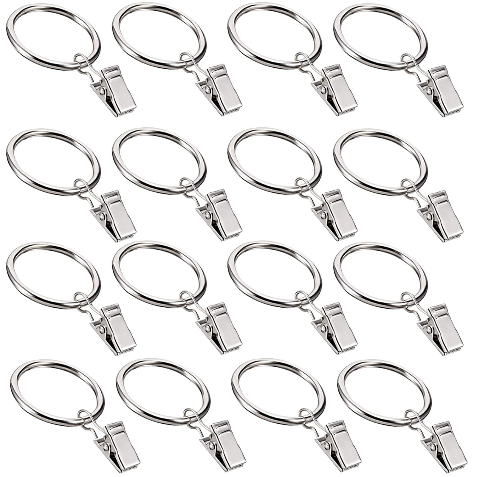 Photo 1 of 16 Pack Curtain Rings with Clips, Window Clip Rings Curtain Hooks Hangers Clip Rings for Hanging Drapery Drapes Bows, Small 1.26 Inch Diameter, Fits up to 1" Rod, Silver