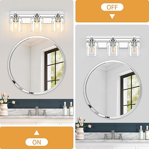 Miniatura 215 de 3 lámparas modernas de baño sobre el espejo, luces de tocador de oro negro para apliques de pared de baño con pantallas de vidrio blanco lechoso