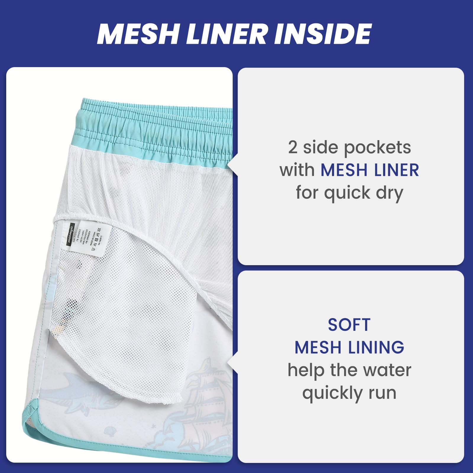 Maamgic Herren Badeshorts Vintage Retro Badehosen 4 Way Stretch Schnelltrocknend mit Mesh-Futter und Verstellbarem Tunnelzug MEHRWEG