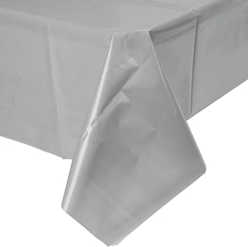 2 Plastic Rectangular Tablecloths 54"X 108" Table Cover - Silver