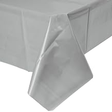 2 Plastic Rectangular Tablecloths 54"X 108" Table Cover - Silver