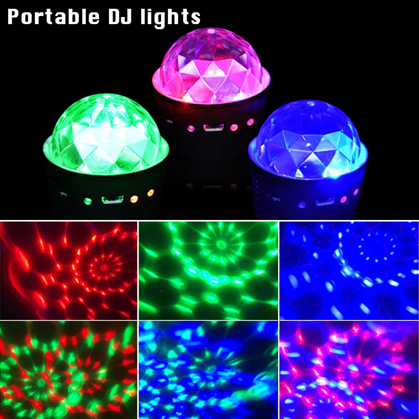 Bonlux Kula dyskotekowa 5 V, oświetlenie imprezowe, efekty świetlne, efekty świetlne RGB, oświetlenie imprezowe, sterowane głosem, USB, nastrojowe światło z 7 kolorami, 4 jasnościami i pilotem zdalnego sterowania, do pokoju dziecięcego, na imprezę, 2 sztu