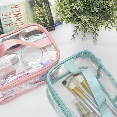 Miniatura 7 de ANEMEL Neceser de maquillaje, bolsa transparente para cosméticos, portátil, impermeable, transparente, viaje, grande, almacenamiento verde