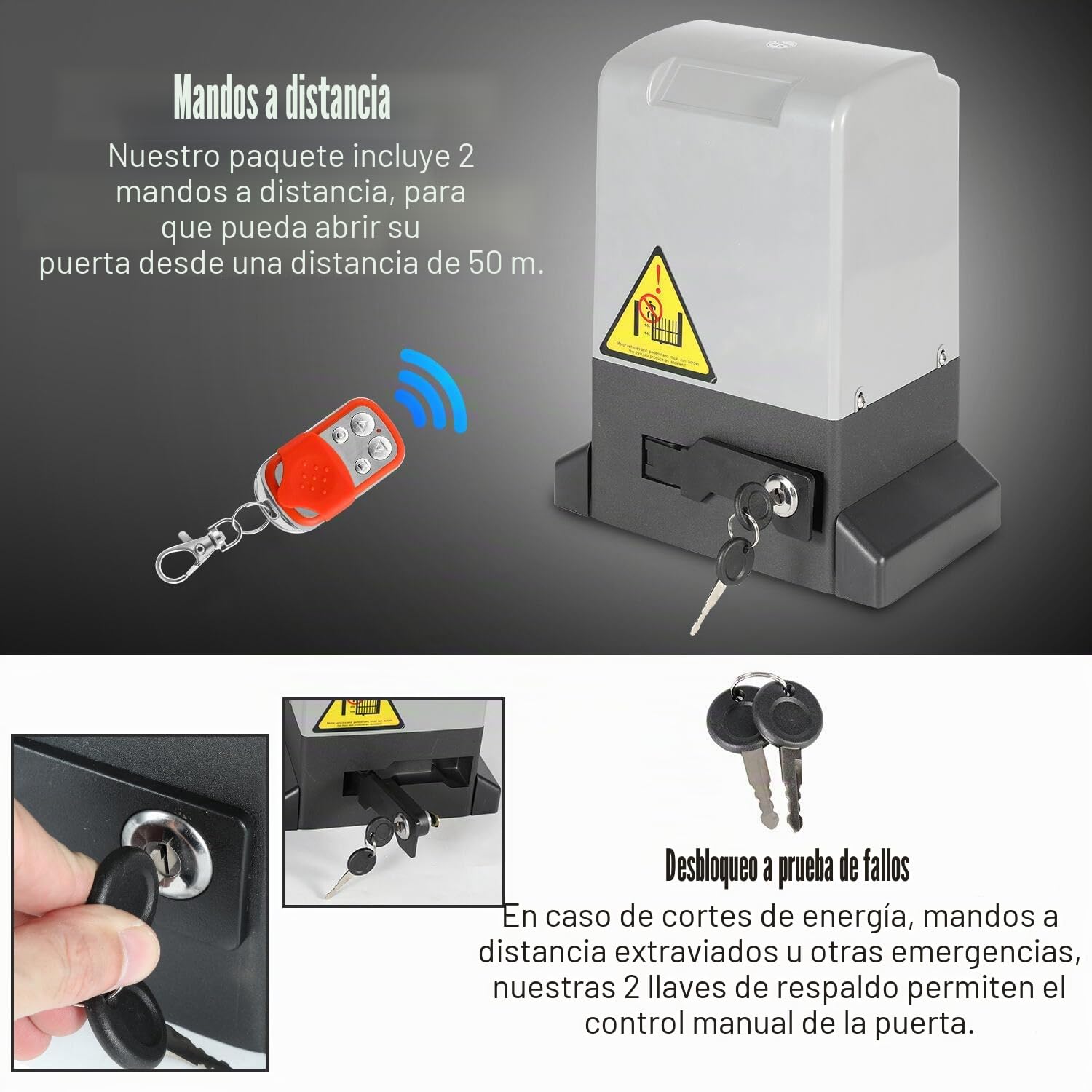 Accionamiento para puerta corredera de 550 W, accionamiento de puerta de garaje hasta 1200 kg, juego de accionamiento para puerta corredera con mandos a distancia y función WiFi