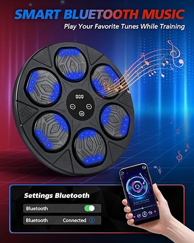 Miniatura 2 de Máquina de boxeo de música, punzonadora de sonido con guantes de boxeo, blanco de boxeo electrónico montado en la pared para adultos y niños, 9 modos