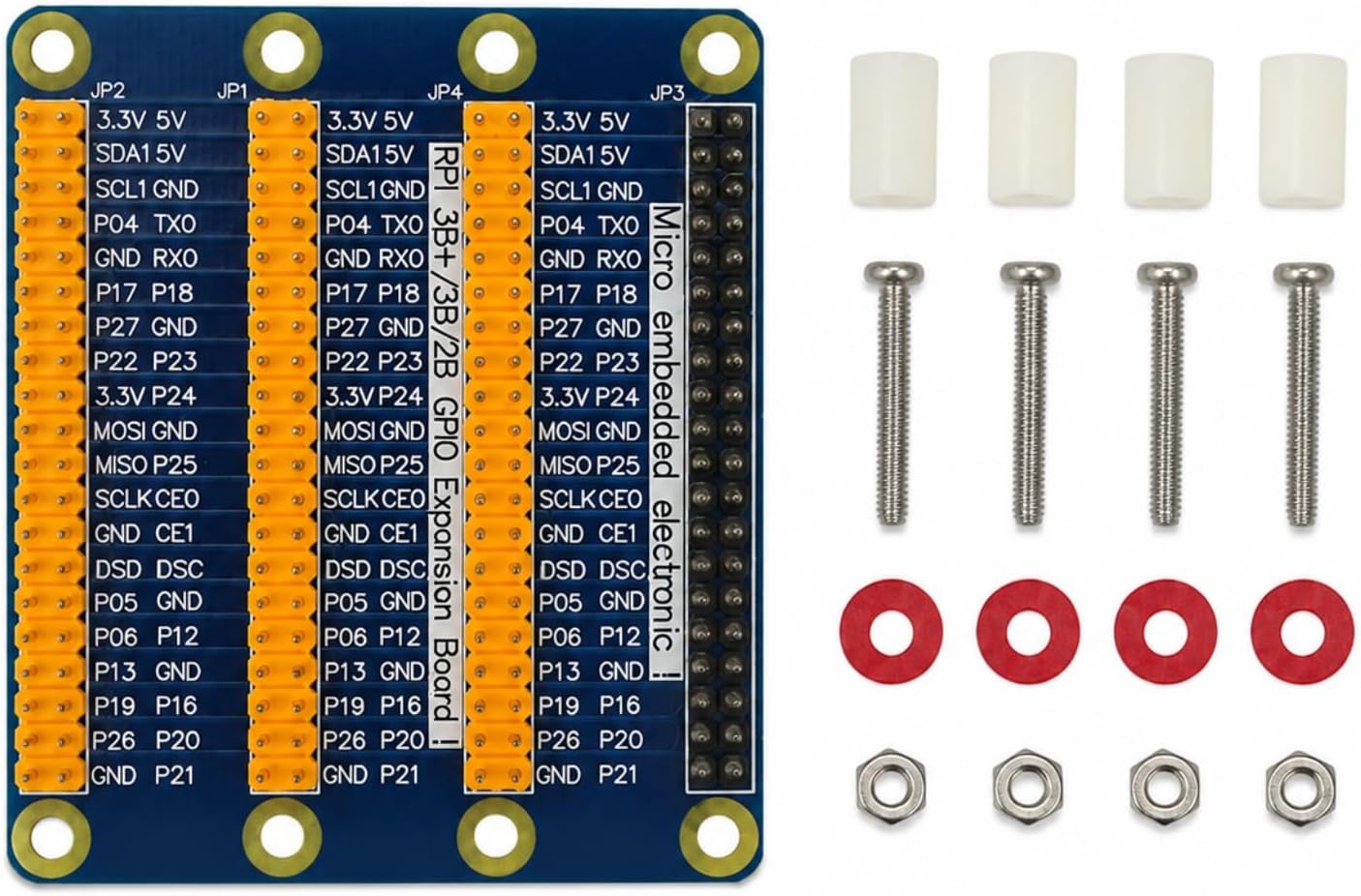 Плата расширения GPIO Powice для Raspberry Pi 5 / 4B / 3B+ / 3B / 2B / 1B – разветвитель GPIO от 1 до 3, 40-контактная плата расши