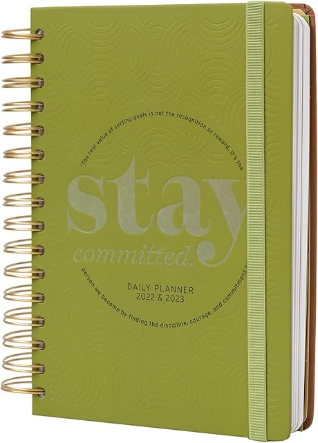 Kokonote Stay Committed Diary 2022-2023, Back to School 12 Months Academic Day, Page A5 August 2022 to July 2023 Mid Year with Stickers Cute Stationery, Green/Grey (AEKODPA52201),Day to Page