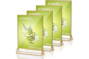 Clear Double Sided Plastic Acrylic Sign Display Photo Picture Frame Holder (4pcs),...