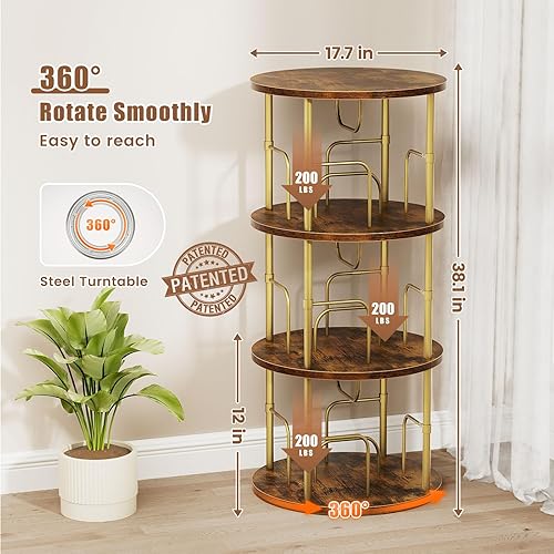 Miniatura 10 de ALLSTAND Estantería giratoria de 5 niveles, torre giratoria apilable de 360 , estantería giratoria de pie estrecha que ahorra espacio, estantería