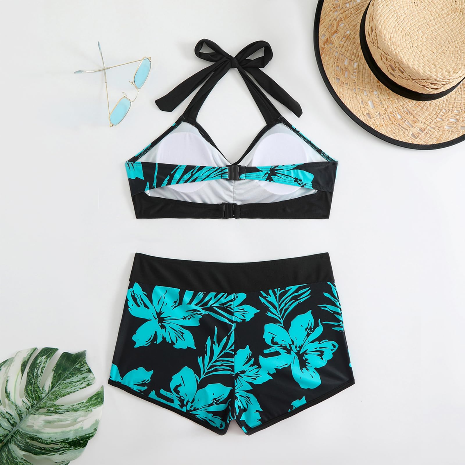 Zestaw bikini, dwuczęściowy zestaw, duże rozmiary, sportowe bikini, piękny nadruk kwiatowy, strój kąpielowy z wysokim stanem, dla kobiet i dziewcząt