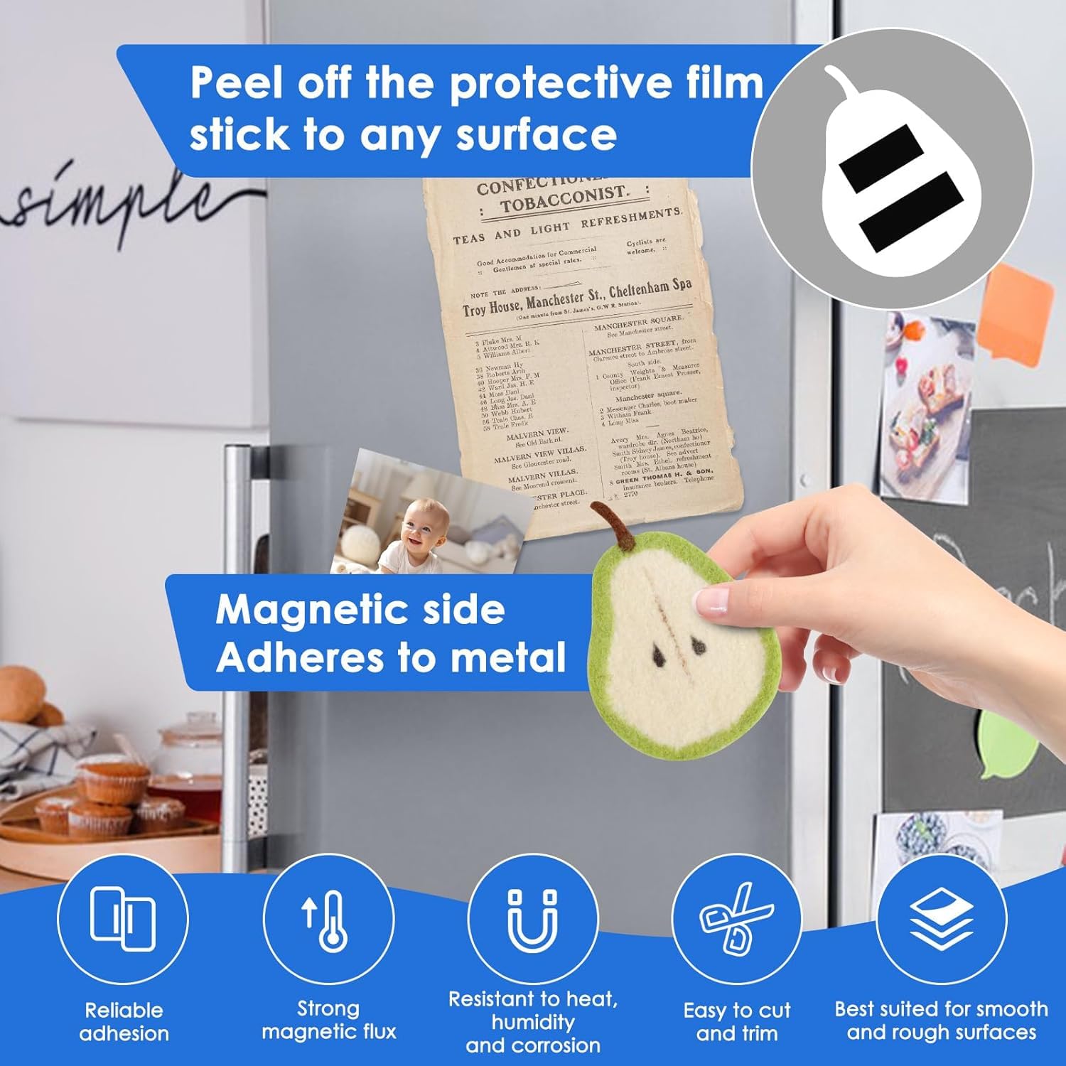 EnaMeena Magnetic Tape, 20 mm in Width and 5 feet in Length, Flexible Sticky Magnetic Strips with Adhesive Backing for whiteboards, refrigerators, Kitchens, garages, Craft and DIY Projects (5 Feet) 3