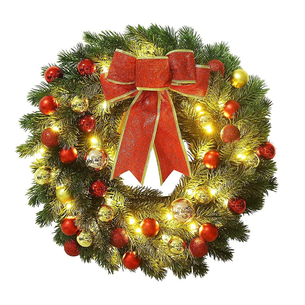 Couronne de Noël lumineuse 60 cm pour embellir votre porte d'entrée