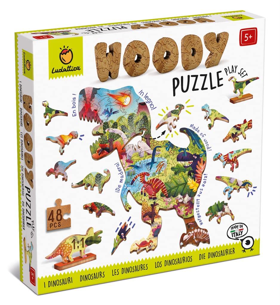 Ludattica- Drewniane Puzzle Dinozaury 48 szt. (XOT-LD22143)
