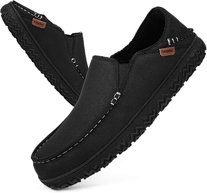 LongBay Mens Moccasin Slippers Comfy Warm Memory Foam House Shoes Winter for Indoor Outdoor
