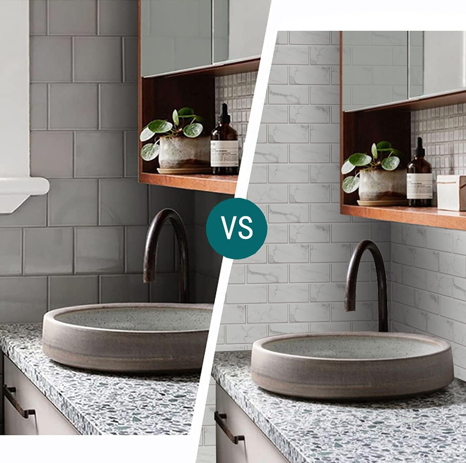 White Brick Tile Stickers for Bathroom Kitchen Waterproof Vinyl Stick on Tiles Backsplash Self Adhesives Wall Tile Transfers Peel and Stick Tile Decals for Living Room - Image 5