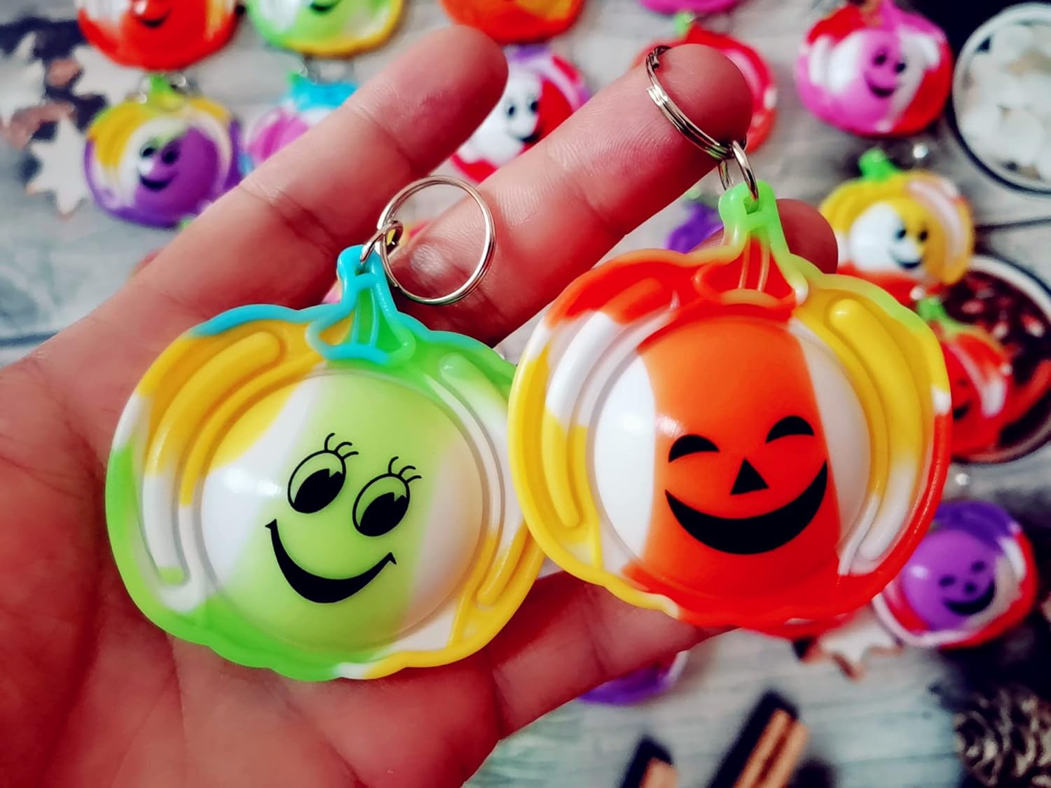 Bulk 30 Packs Pumpkin Push Fidget Bubble Mini Pop Fidget for Teens and Kids,Small Birthday Halloween Party Favors Supplies and Classroom Student Prizes Gifts