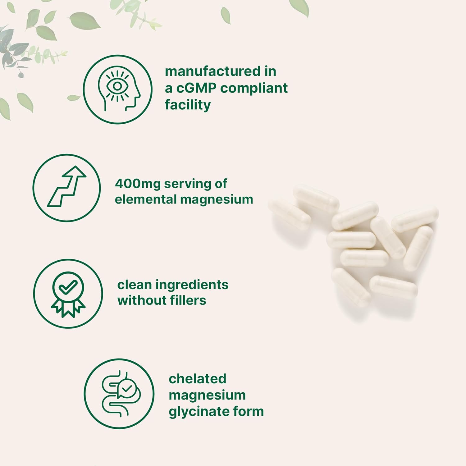 Micro Ingredients Pure Magnesium Glycinate 400mg Per Serving, 240 Capsules | Chelated Mineral Supplements with Elemental Form | Non-GMO, Filler Free - Image 4