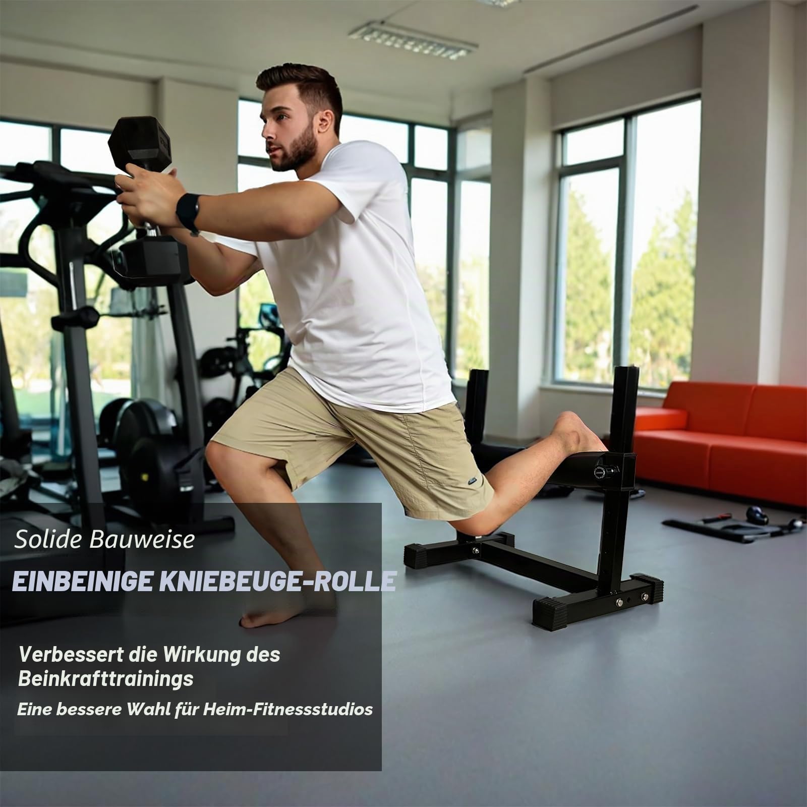 Einbein-Kniebeugenroller, höhenverstellbarer Bein-Kniebeugenständer, bulgarischer geteilter Kniebeugenständer für Zuhause, Fitnessstudio, Beinkrafttraining