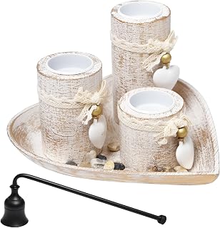 Kerzenhalter Set Deko Holztablett & Löschglocke