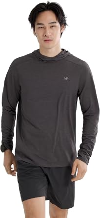 Arcteryx Cormac Hoody Mens | UPF 40+ Hoody for High-Output Activities | Black Heather, X-Small