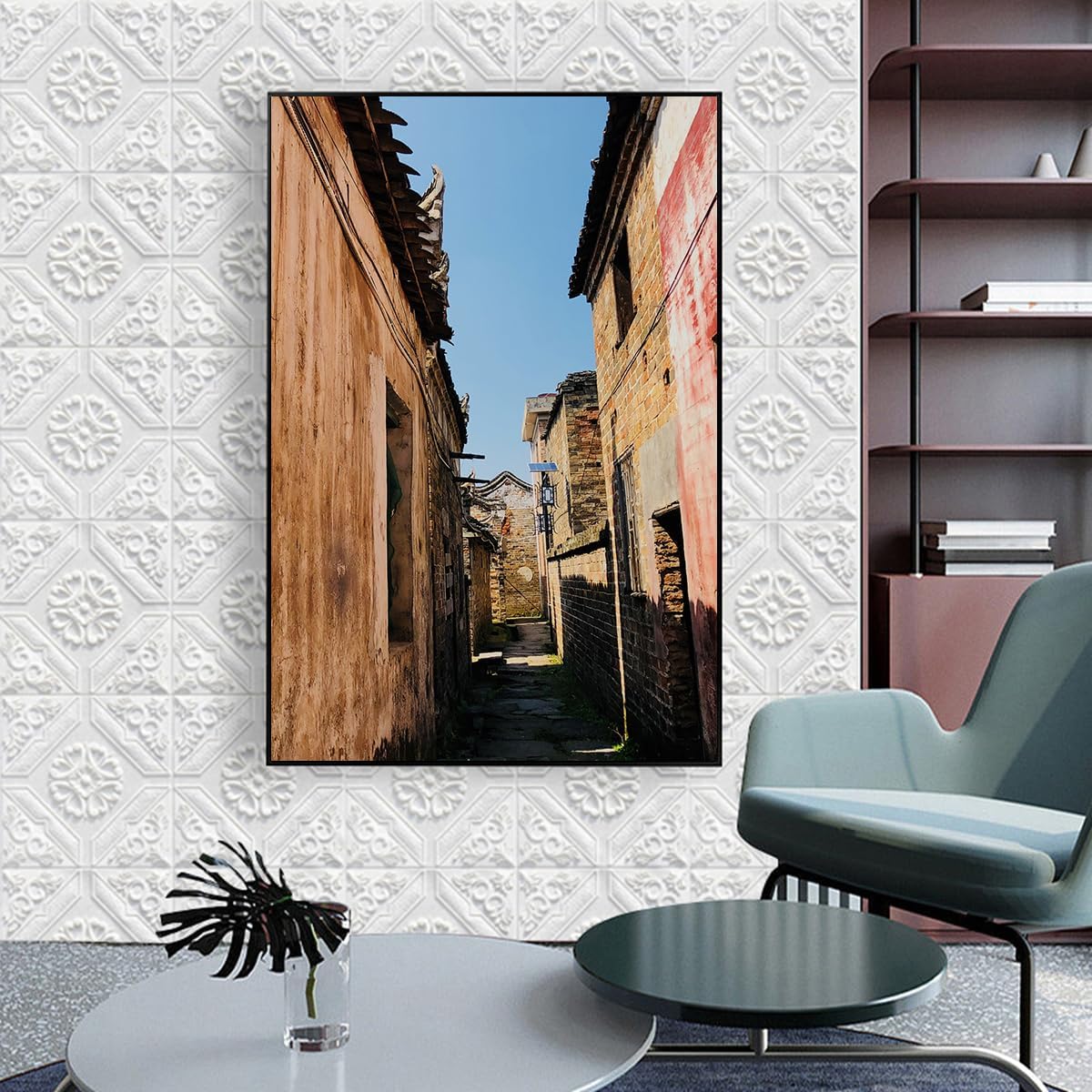 ECYC Ltd 20 Pcs 3D Foam Wall Tile Stickers 13.77" x 13.7" Foam Wall Ceiling Panels Peel and Stick Waterproof Foam Tiles Wallpaper Self Adhesive Wall Panels Decorative for Living Room, Bedroom