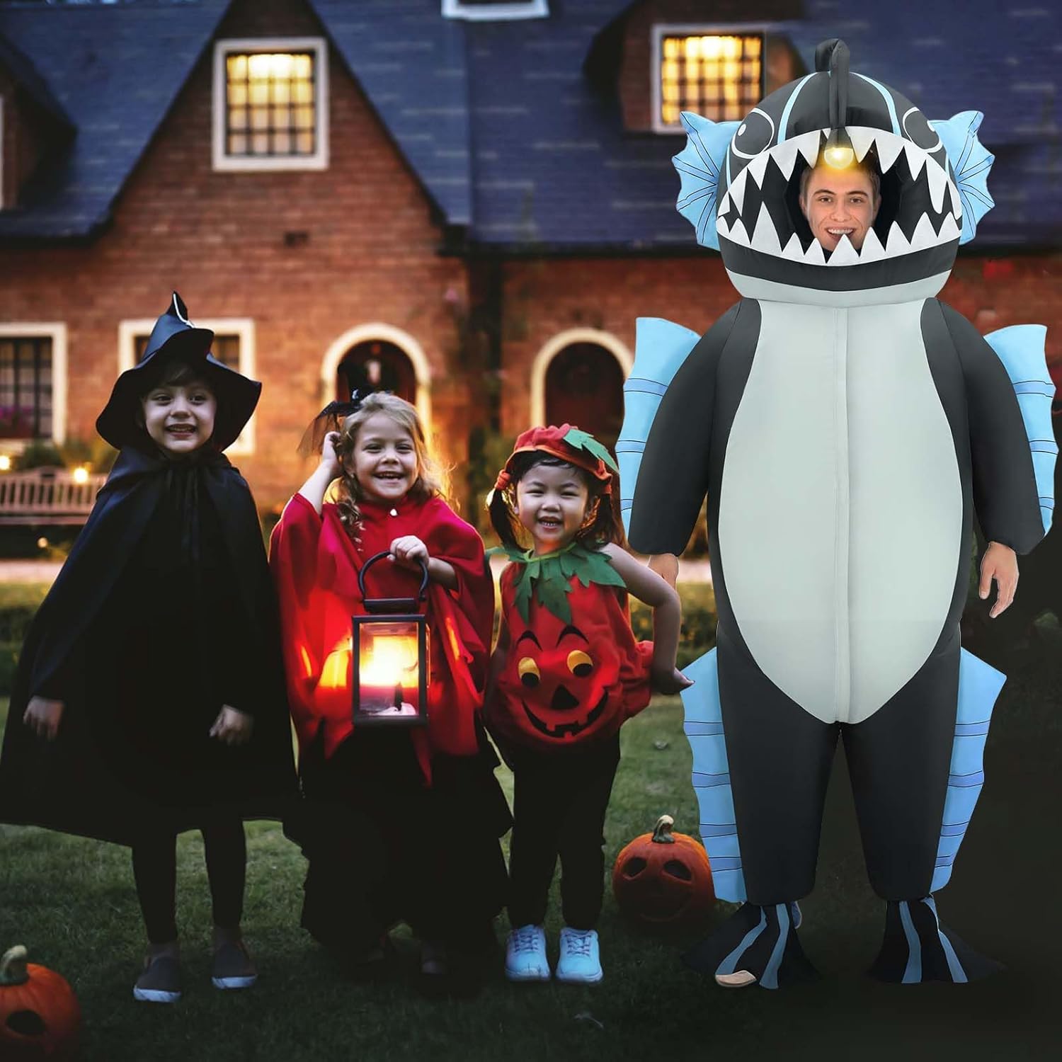 Inflatable Costume,Anglerfish Inflatable Costume for Adult,Funny Halloween Blow up Costumes for Men& Women - Image 5