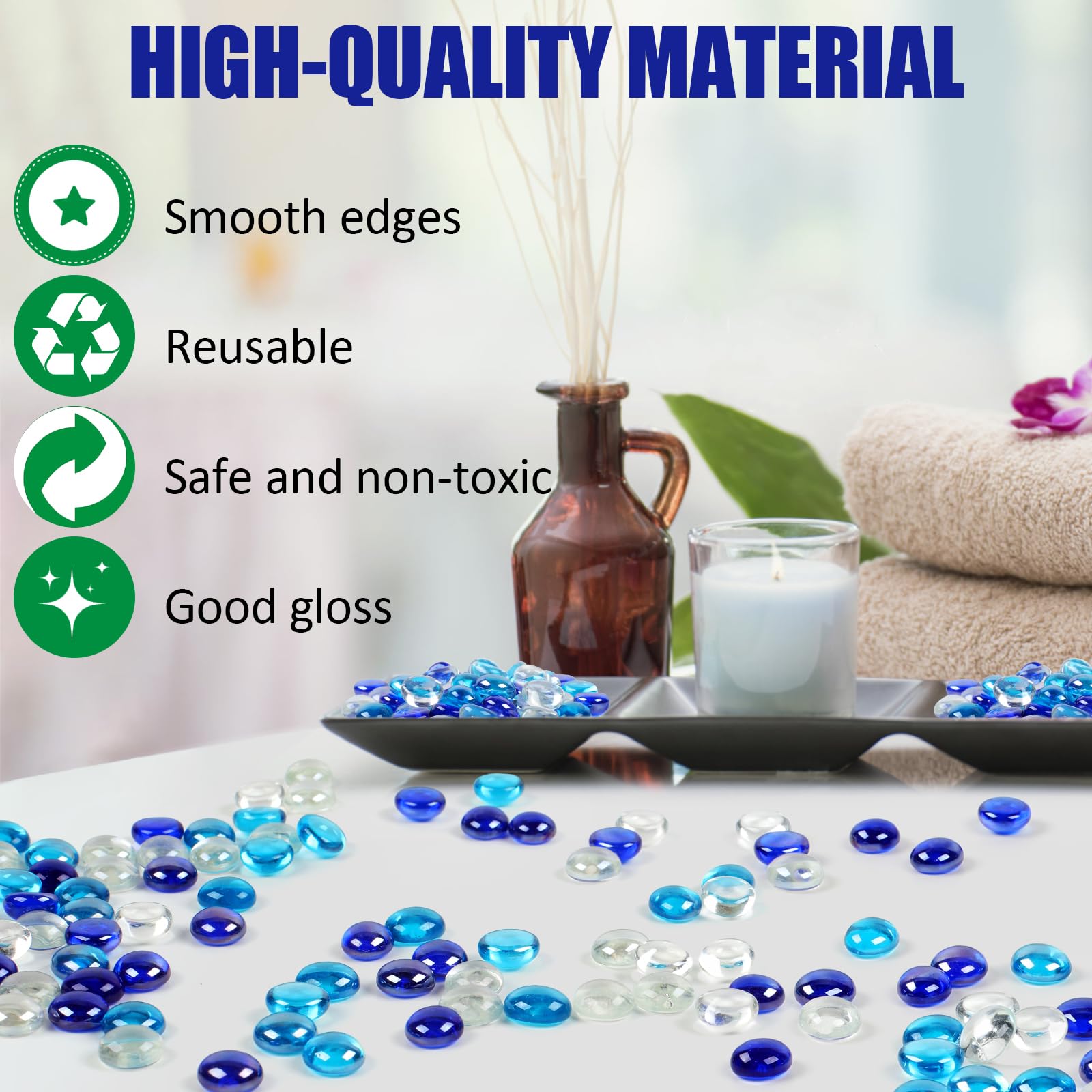 Deepton Glass Pebbles, 150 Pcs Glass Beads for Vases Approx 380g - Image 3