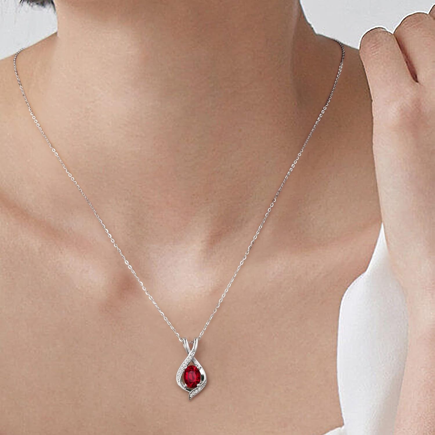 SMILEST Gifts for Her - 925 Sterling Silver Oval Sparkle Birthstone Necklace, Infinity Pendant Necklace Anniversary Birthday Gifts for Women Wife Girlfriend Mom Birthstone Necklace - Image 4