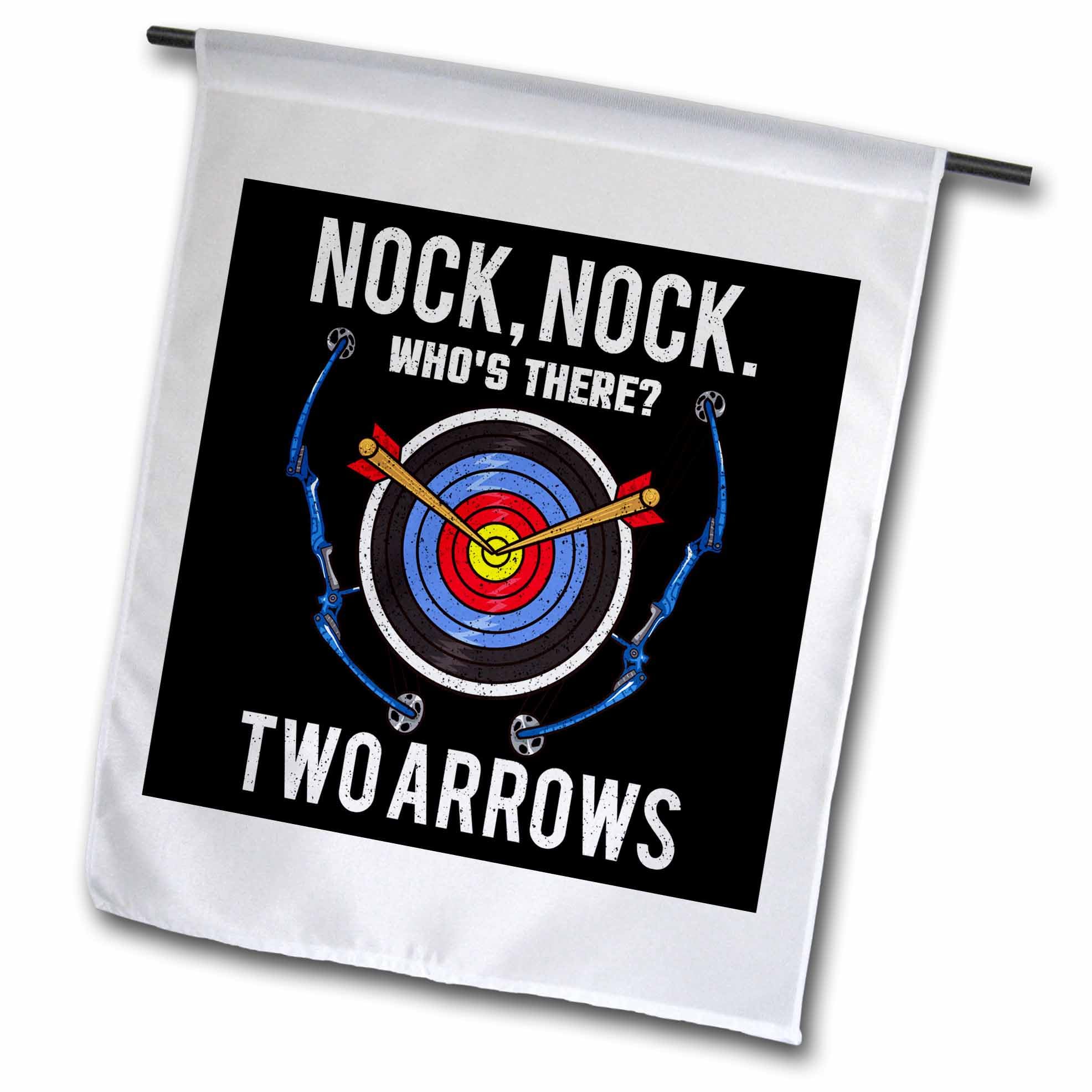 3dRose 18 x 27 inch Garden Flag - Nock Nock Who is There Two Arrows Archery Sport Archery