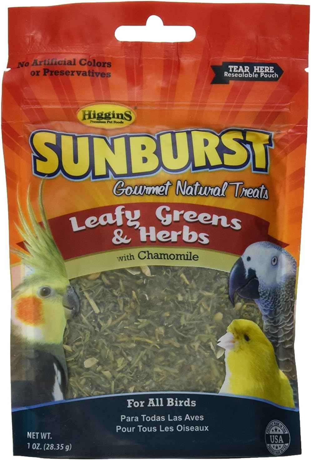 Higgins Sunburst Leafy Greens & Herbs Gourmet Treats for All Birds (2 Pack)