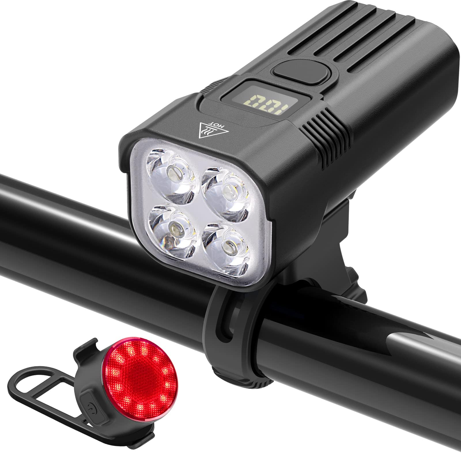 Te-Rich Bike Lights Front Rechargeable and Back - Ultra Bright Bicycle Front Headlight and Rear Taillight Set, Quick Release Cycling Flashlight, Road/Mountain Bike Accessories for Men/Women/Kids