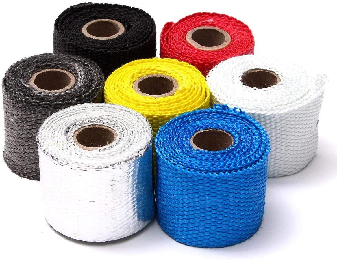 2pcs 1.5m Car Motorcycle Exhaust Wrap Pipe Header Heat Insulation Roll Tape Turbo Heat Exhaust Thermal Wrap Tape Universal(Red)