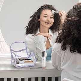 HAOGUAGUA Heavy Duty Clear Cosmetic Bag Waterproof Transparent Travel Makeup Toiletry Organizer Bag (Purple-1pcs)