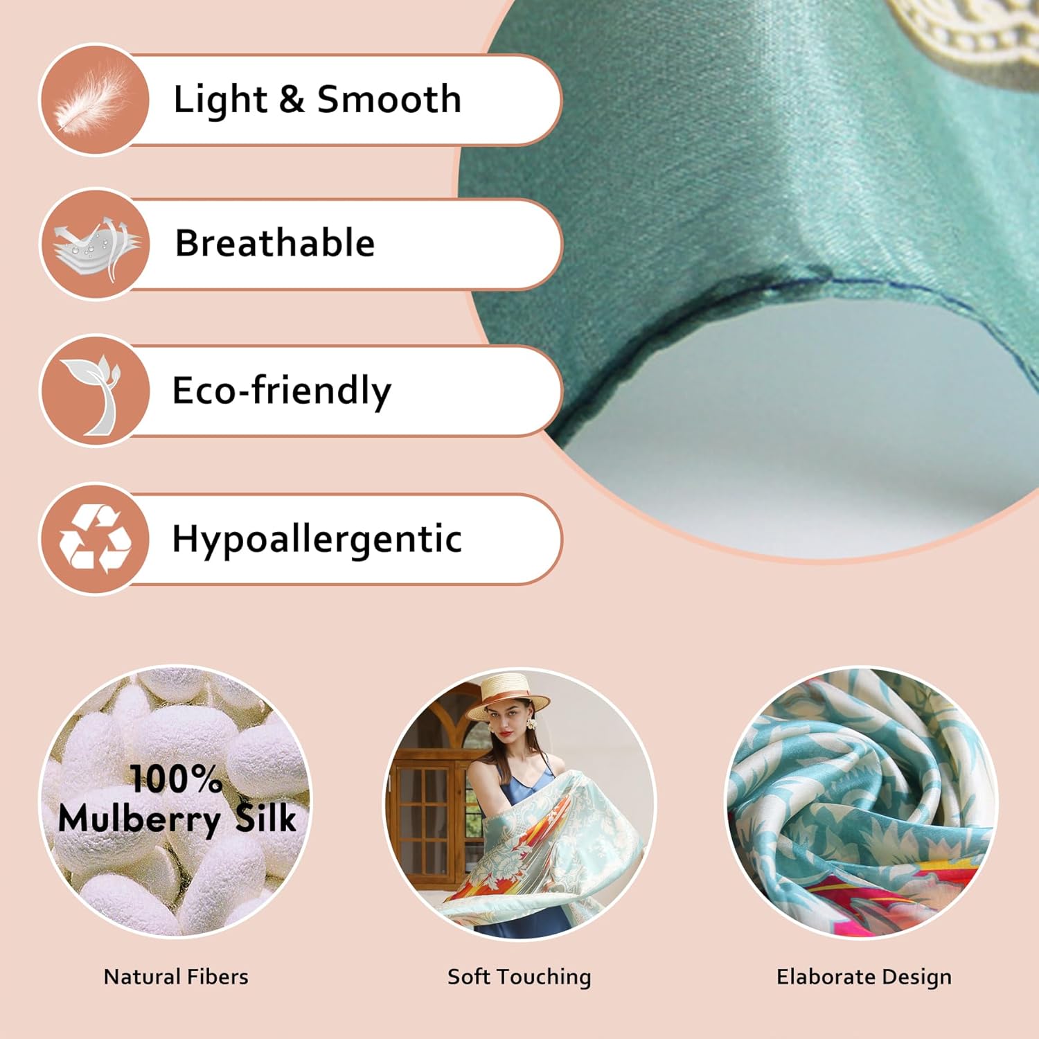 DANA XU Women's 100% Mulberry Satin Silk Pashmina Shawl Wraps Extra Large Floral Scarf for Evening Dresses, Soft Oversized - Image 5