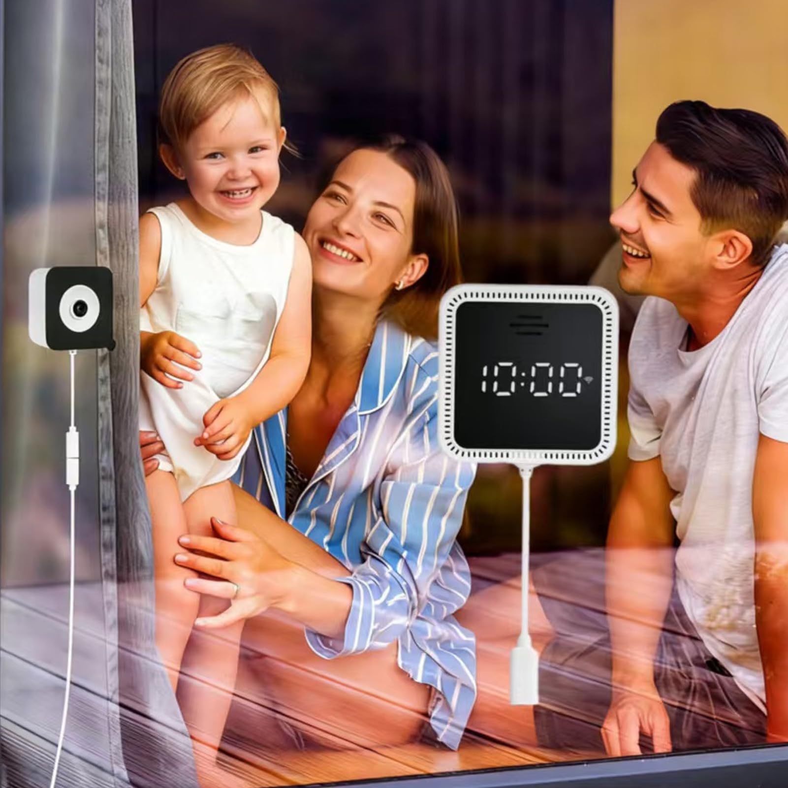 VBESTLIFE Kamera Okienna 3 MP 2K, Bez Wiertarki, Dwuzakresowe Wi-Fi (WHITE) | Kamera Bezpieczeństwa, Inteligentna Detekcja, Alarm w Czasie Rzeczywistym, z Wyświetlaczem Czasu, do Domowego Akwarium dla