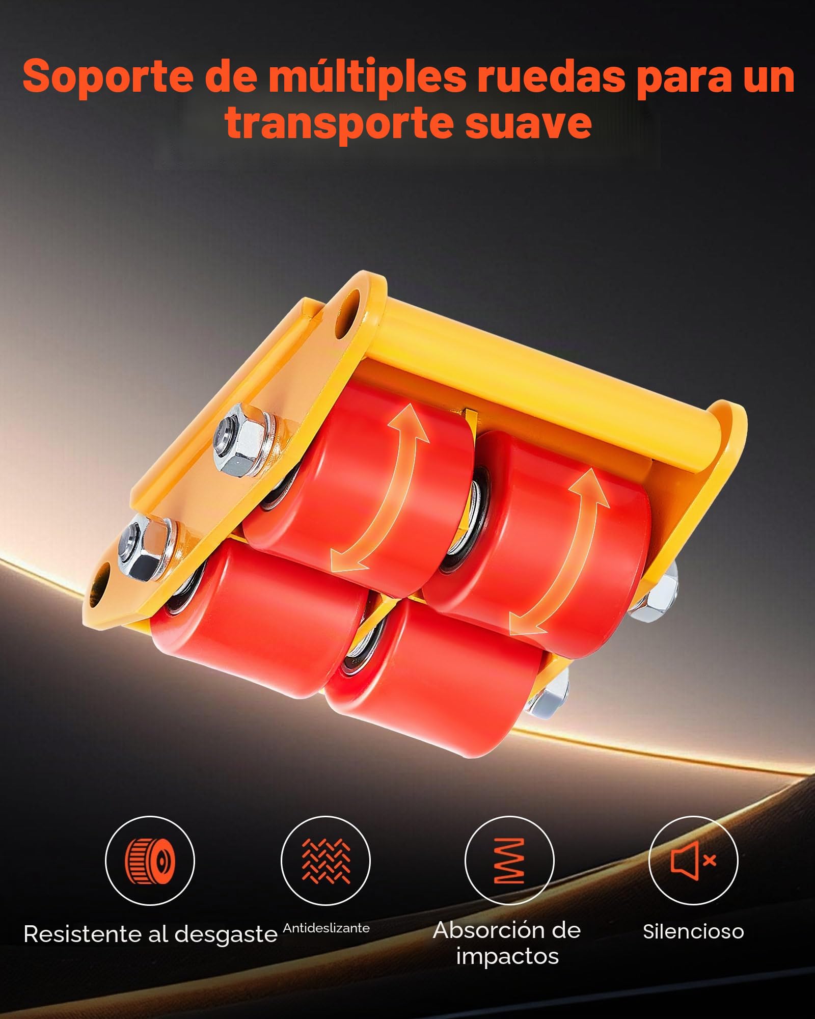 VEVOR Patín de Transporte de Maquinaria de Acero al Carbono Ruedas para Mover Muebles Pesados Carga de 6 T con Base Antideslizante Rotación de 360° de 4 Ruedas de PU para Almacén Taller Fábrica Hogar